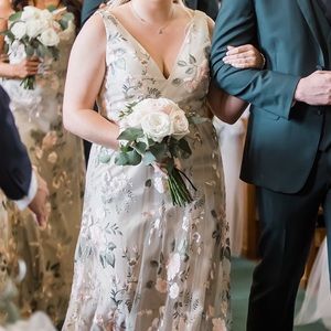 Jenny Yoo floral bridesmaid gown